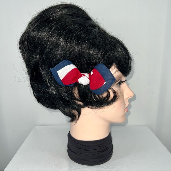 Patriotic Stars and Stripes Bandana Knotted Hair Bow - Picture 4 of 11